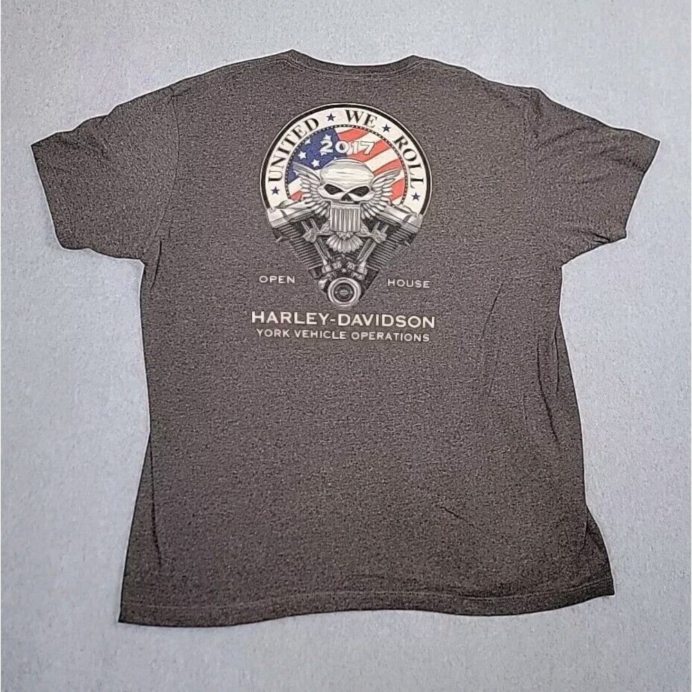 Harley Davidson T Shirt Mens XL Gray United We Roll Pennsylvania Motorcycle Bike